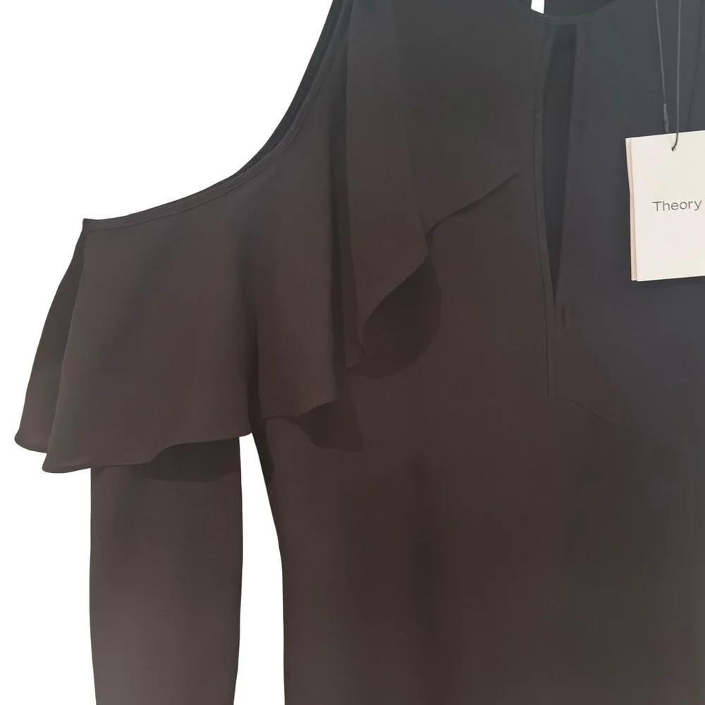 Theory Sophronia Silk Georgette Dress Women's 0 Black Party‎ Goth Whimsigoth